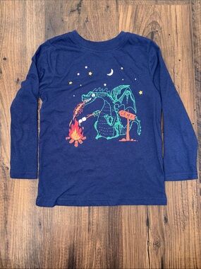 okie dokie Navy Long-Sleeve Dragon Campfire Tee